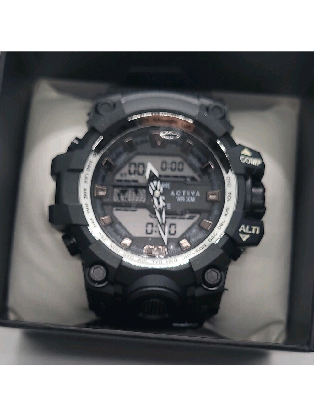 141 Activa Men's 52mm Sport Analog & Digital Black Dial Black Rubber Strap Watch